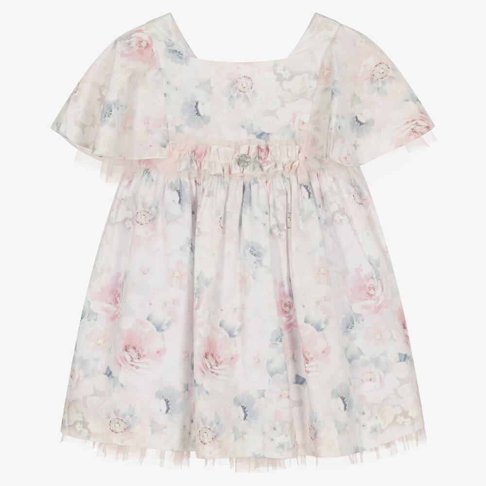 Artesanía Granlei - Girls Pink & Blue Cotton Dress  | Childrensalon