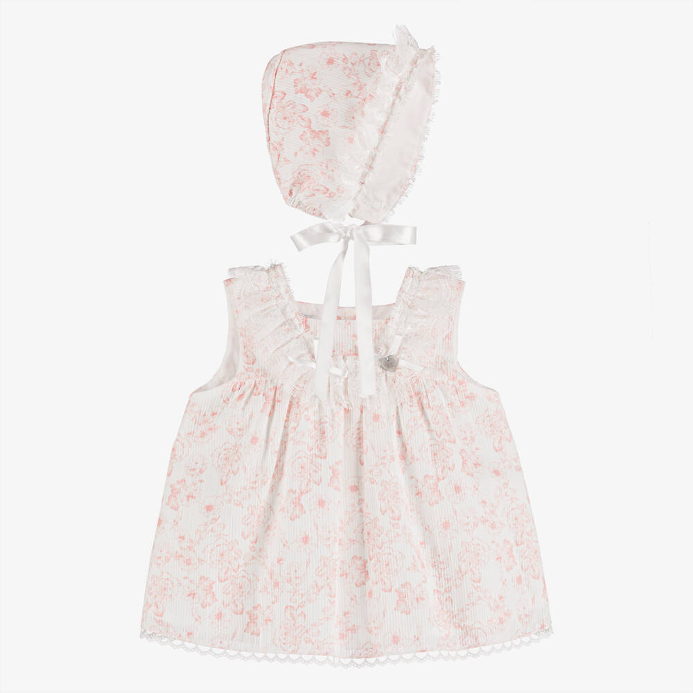 Artesanía Granlei-Girls Pink Cotton Floral Dress Set | Childrensalon Outlet