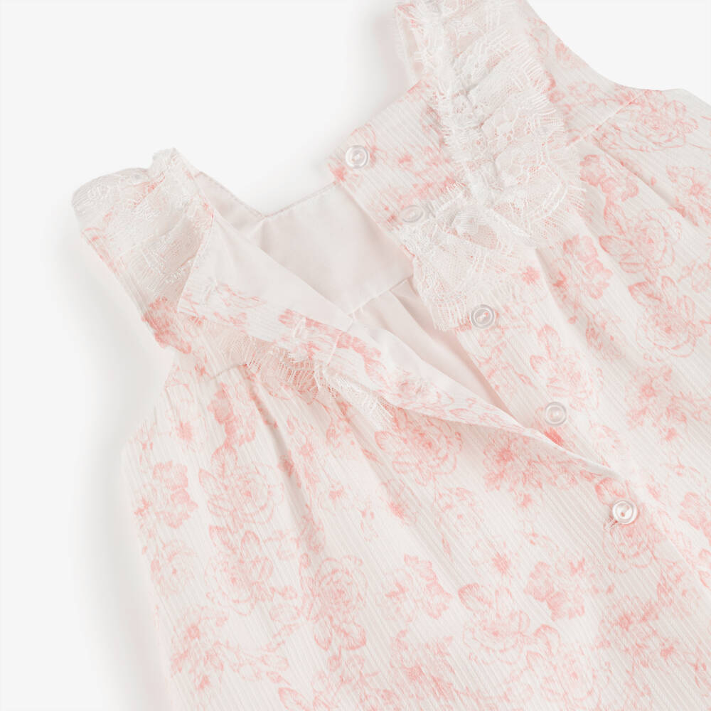 Artesanía Granlei-Girls Pink Cotton Floral Dress Set | Childrensalon Outlet