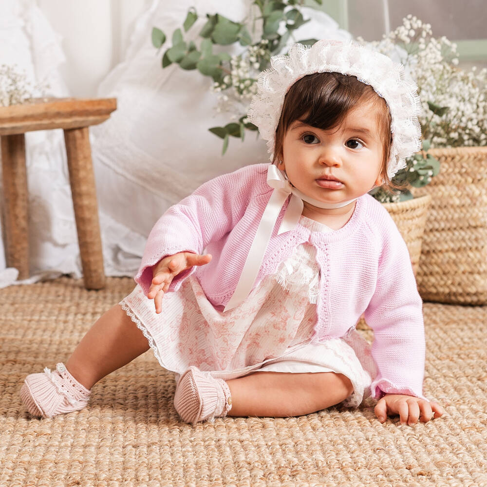Artesanía Granlei-Girls Pink Cotton Floral Dress Set | Childrensalon Outlet