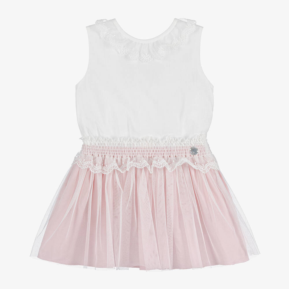Artesanía Granlei-Топ из хлопка и розовая юбка из тюля для девочек | Childrensalon Outlet