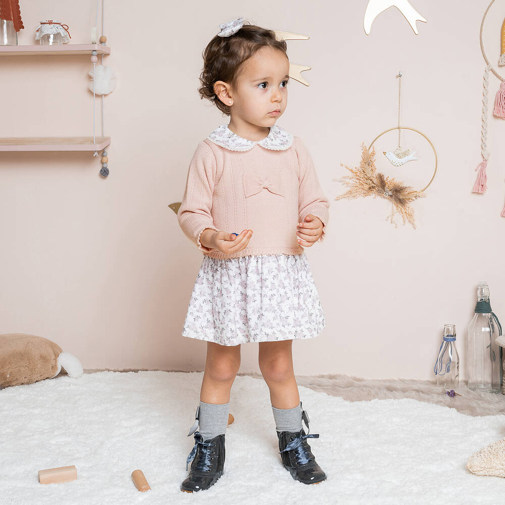 Artesanía Granlei-Girls Pink Floral Cotton Dress | Childrensalon Outlet