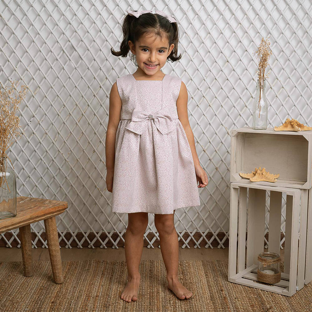Artesanía Granlei-Girls Pink Floral Jacquard Dress | Childrensalon Outlet