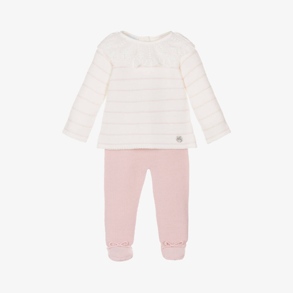 Artesanía Granlei-Girls Pink & Ivory Knit Outfit | Childrensalon Outlet