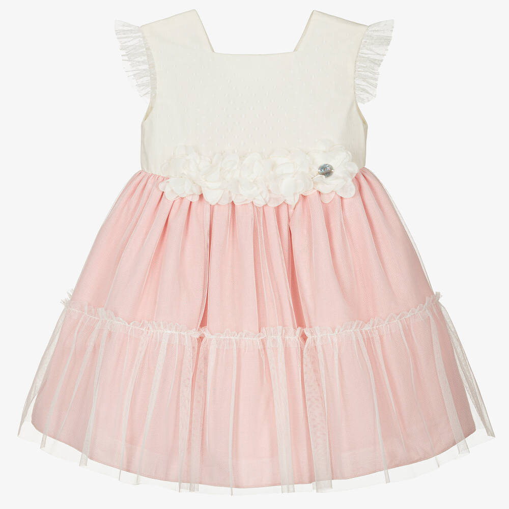 Artesanía Granlei - Robe rose et ivoire en tulle fille | Childrensalon