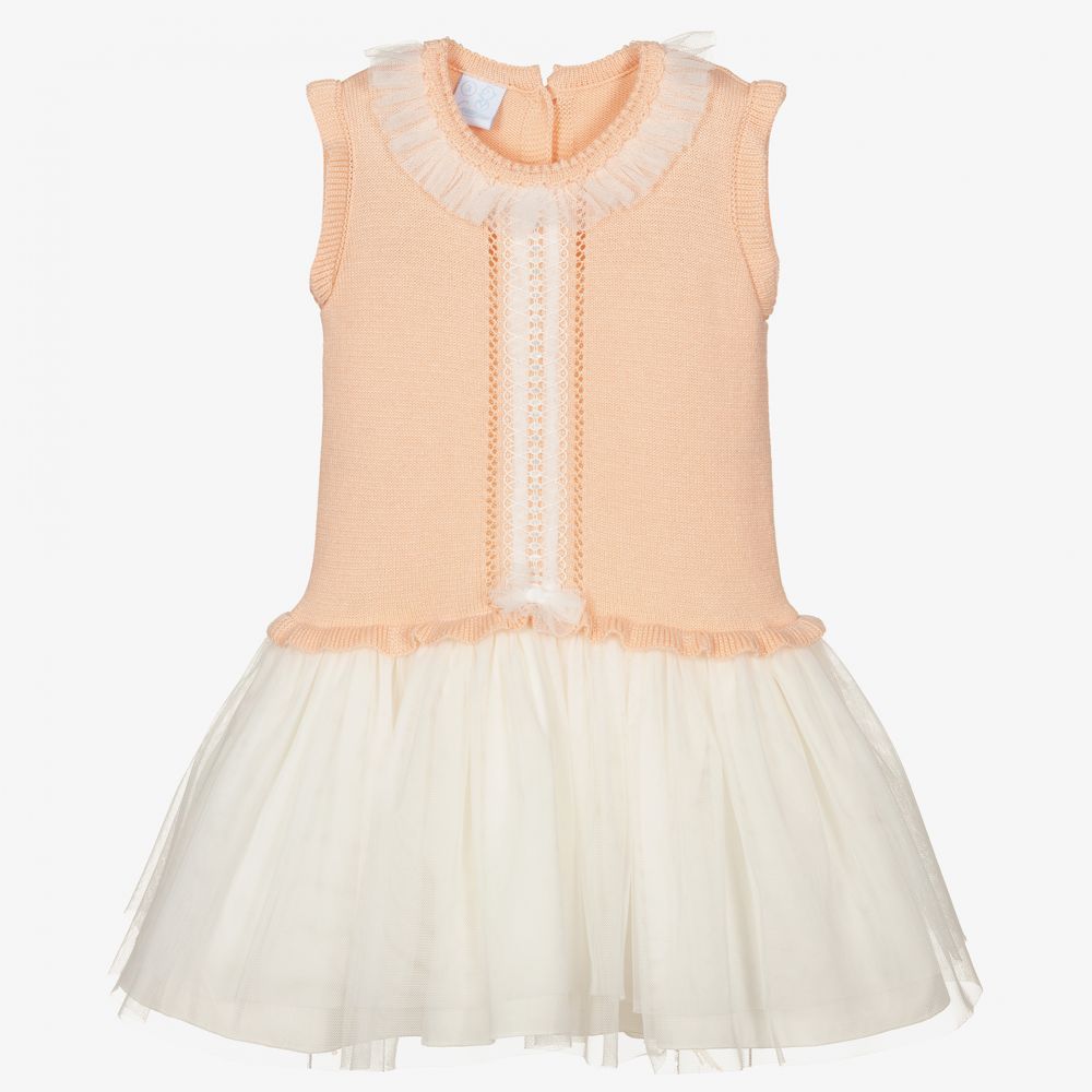 Artesanía Granlei - Girls Pink Knit Tulle Dress | Childrensalon