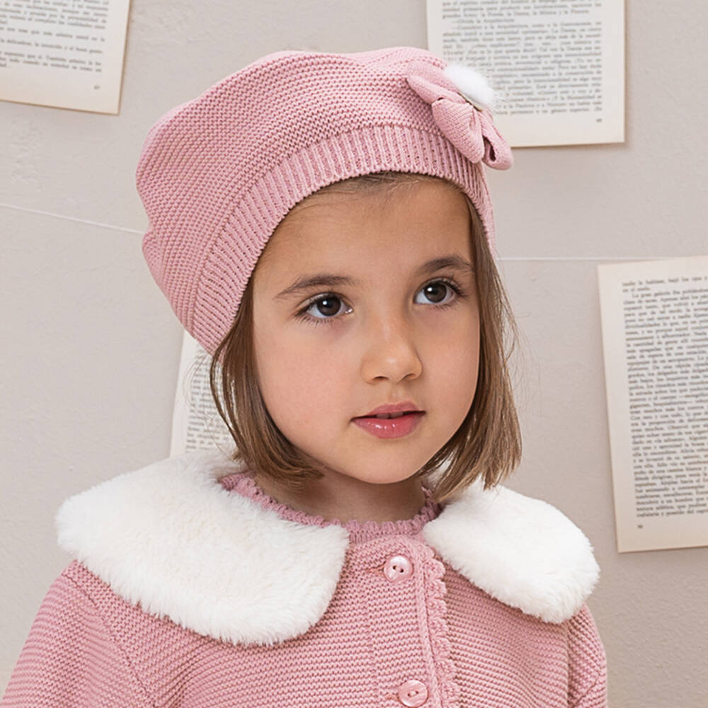 Artesanía Granlei-Girls Pink Knitted Beret | Childrensalon Outlet