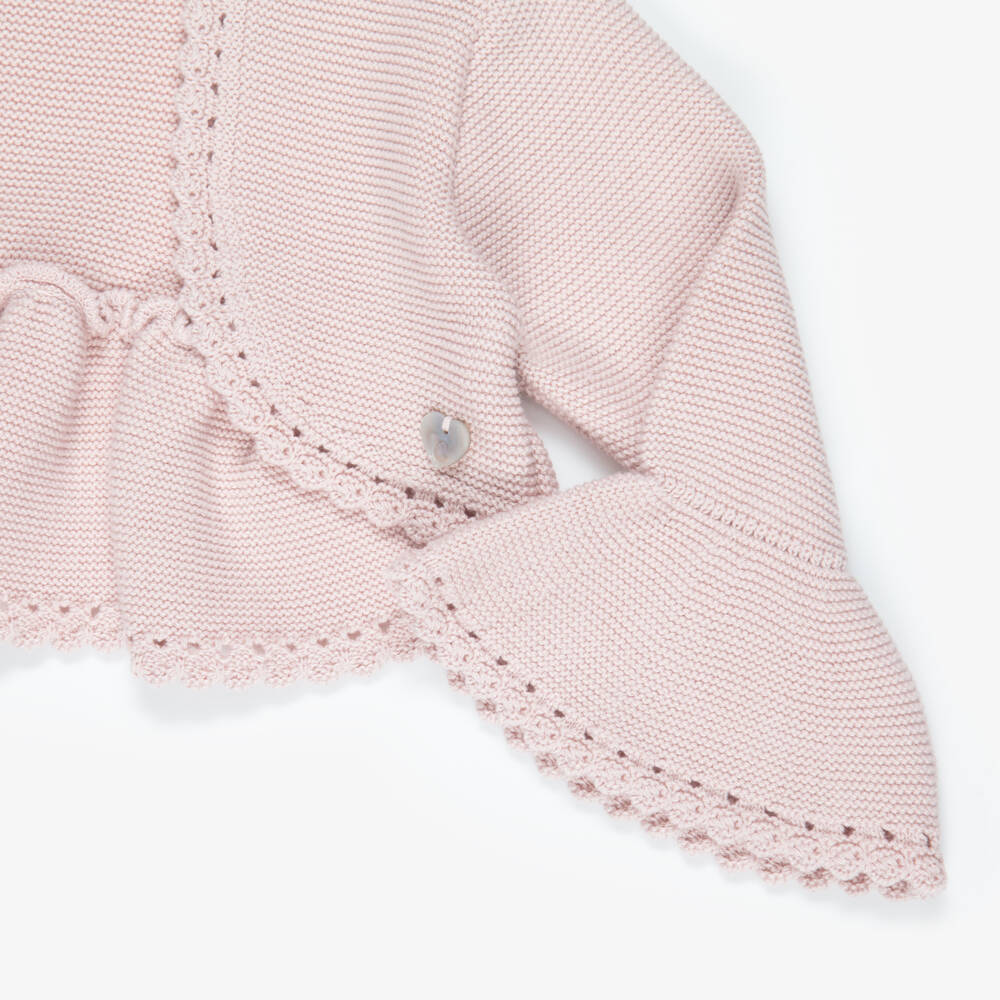 Artesanía Granlei-Girls Pink Knitted Bolero Cardigan with Bow Detail | Childrensalon Outlet