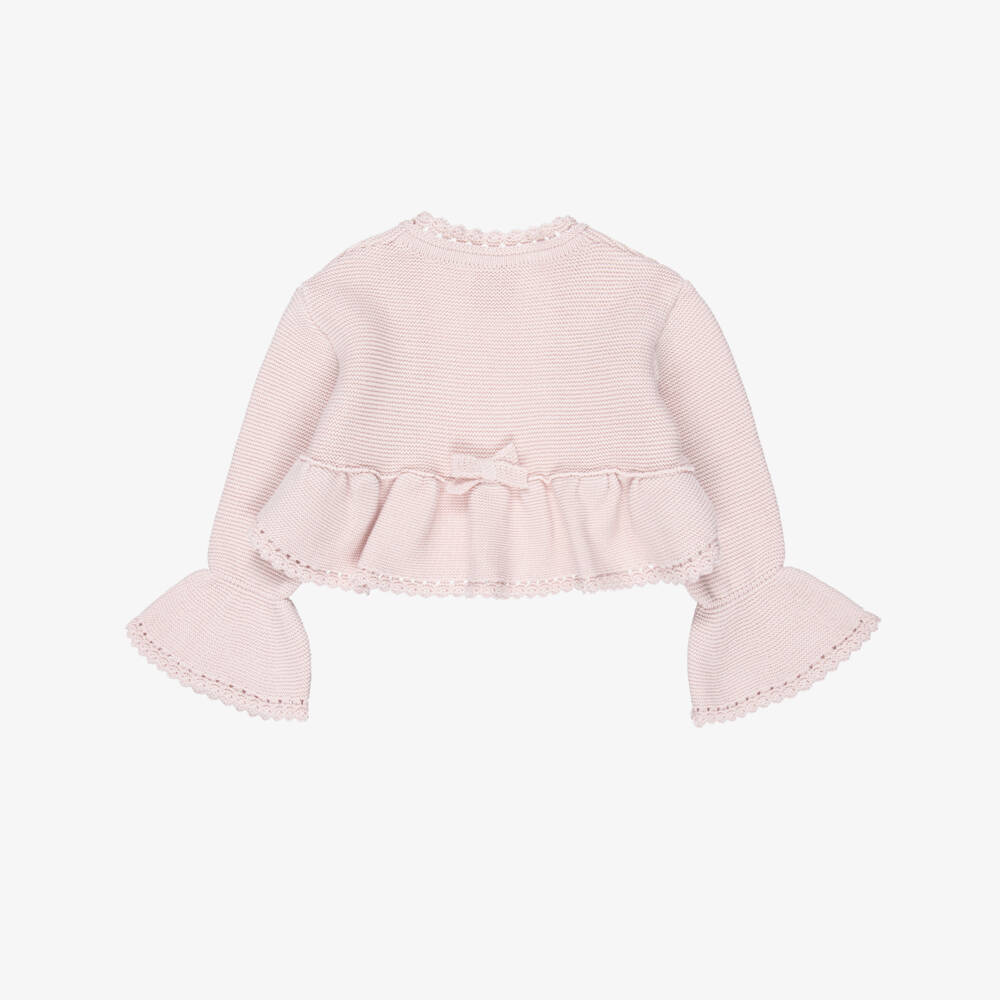 Artesanía Granlei-Girls Pink Knitted Bolero Cardigan with Bow Detail | Childrensalon Outlet