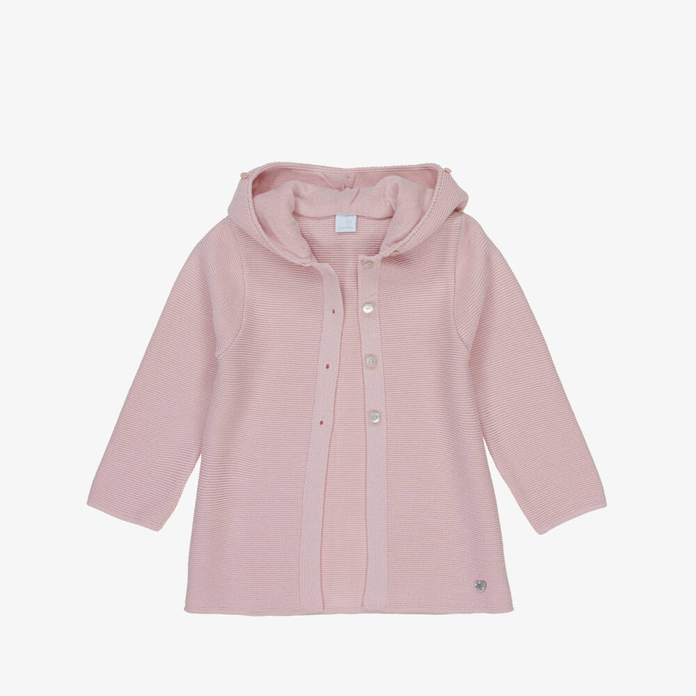 Artesanía Granlei-Girls Pink Knitted Coat with Faux Fur Trim | Childrensalon Outlet