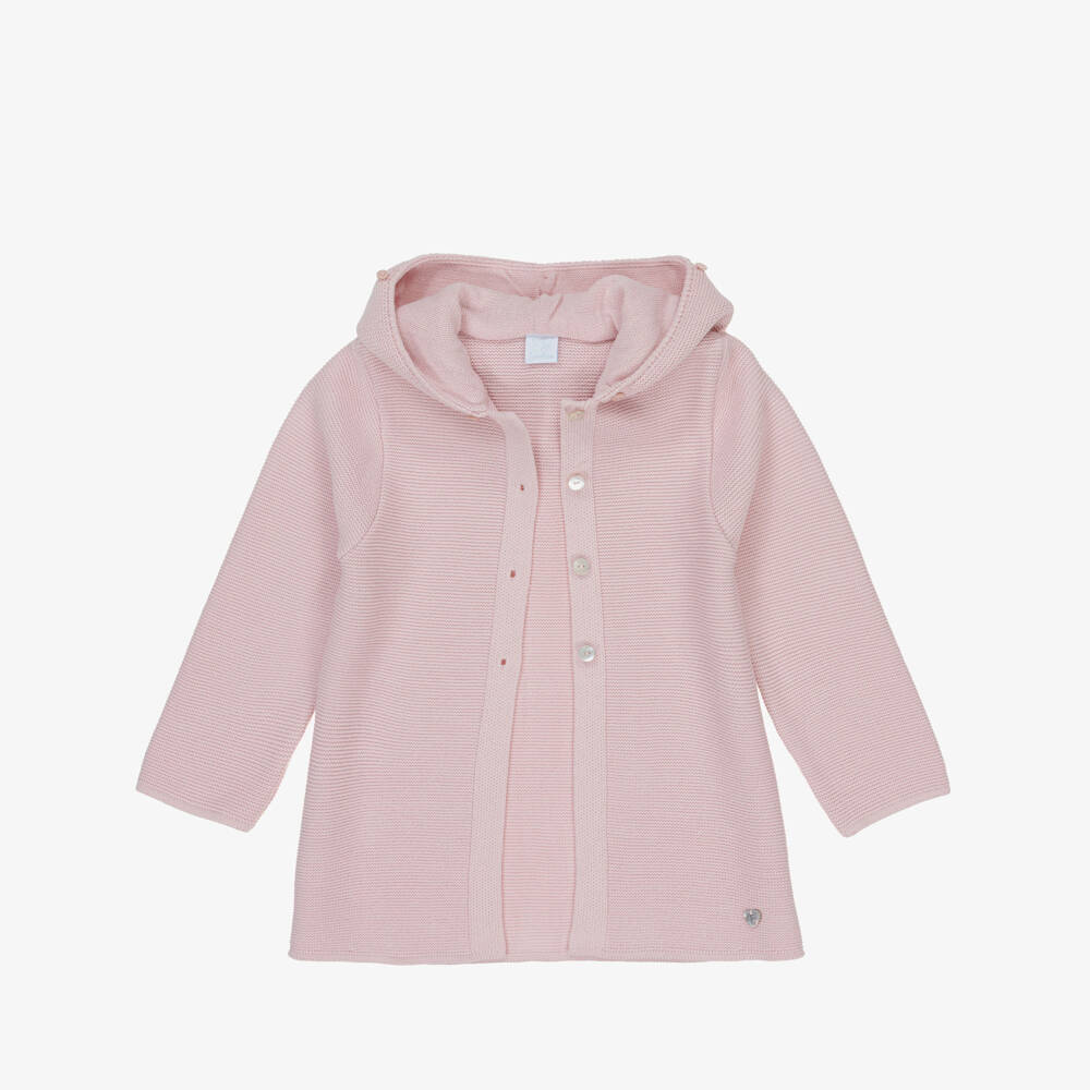 Artesanía Granlei-Girls Pink Knitted Coat with Faux Fur Trim | Childrensalon Outlet