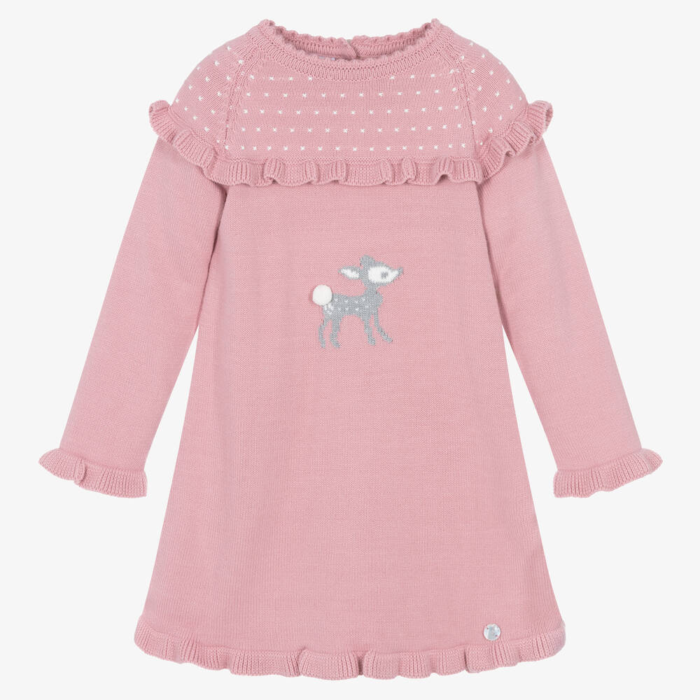 Artesanía Granlei - Robe rose en maille fille | Childrensalon