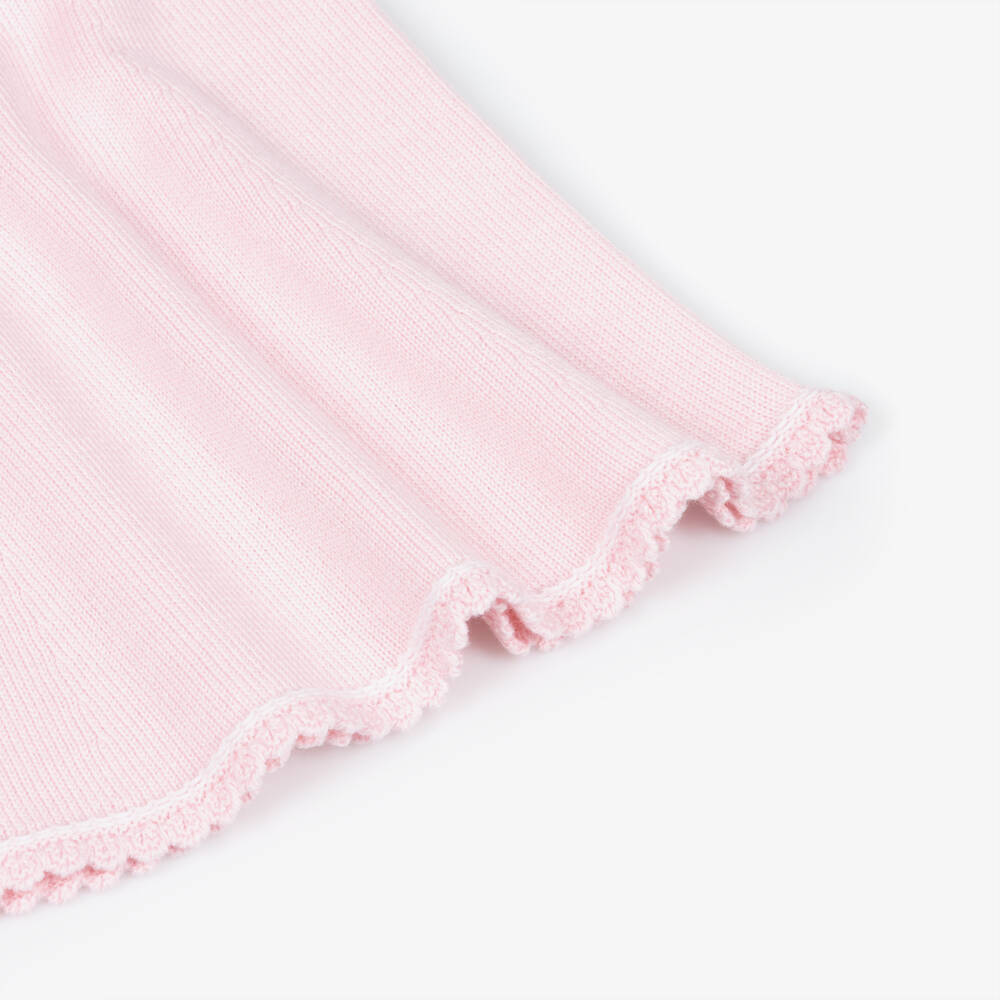 Artesanía Granlei-Girls Pink Knitted Dress with Lacy Collar | Childrensalon Outlet