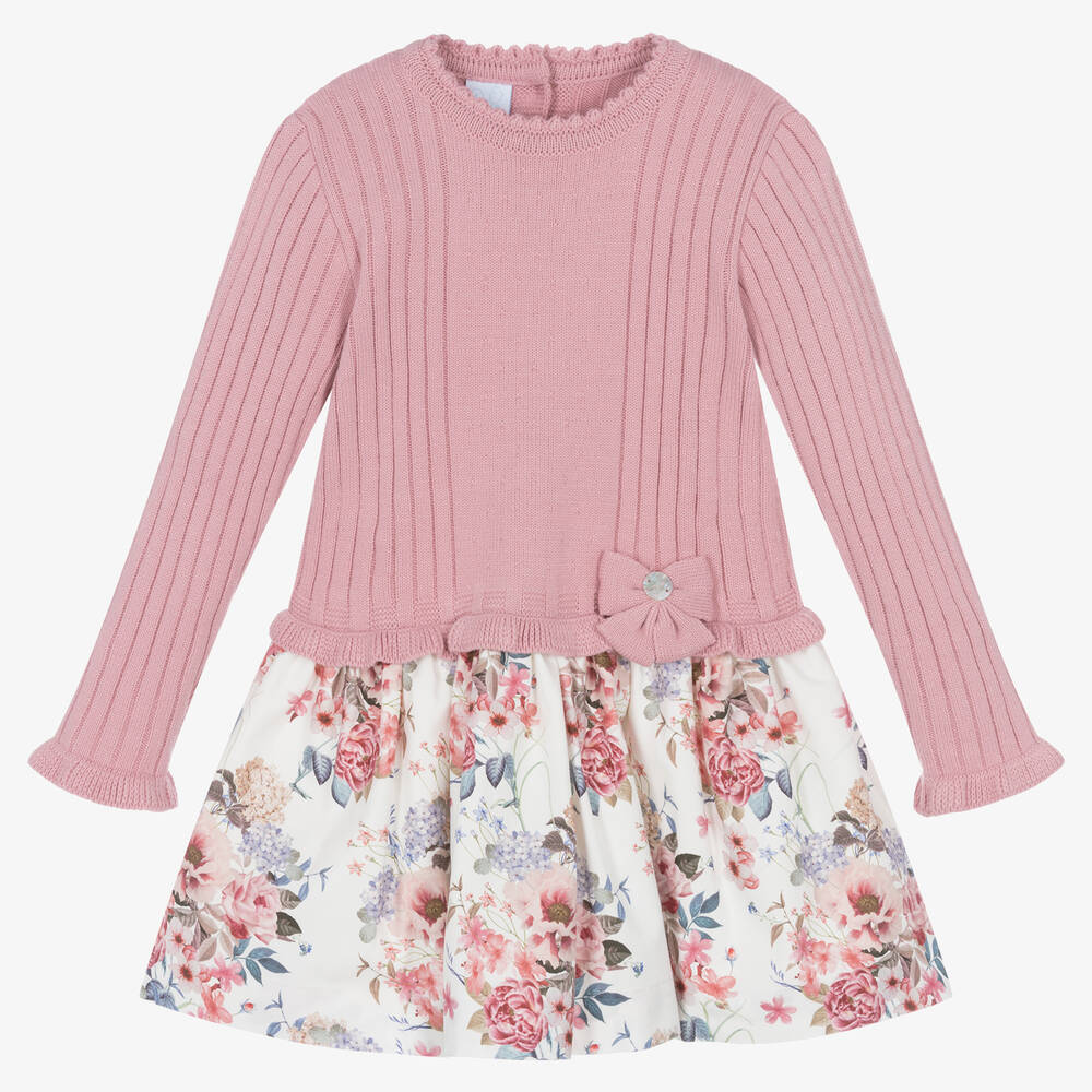 Artesanía Granlei - Розовое трикотажное платье с цветами | Childrensalon