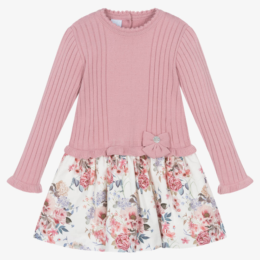 Artesanía Granlei-Розовое трикотажное платье с цветами | Childrensalon Outlet