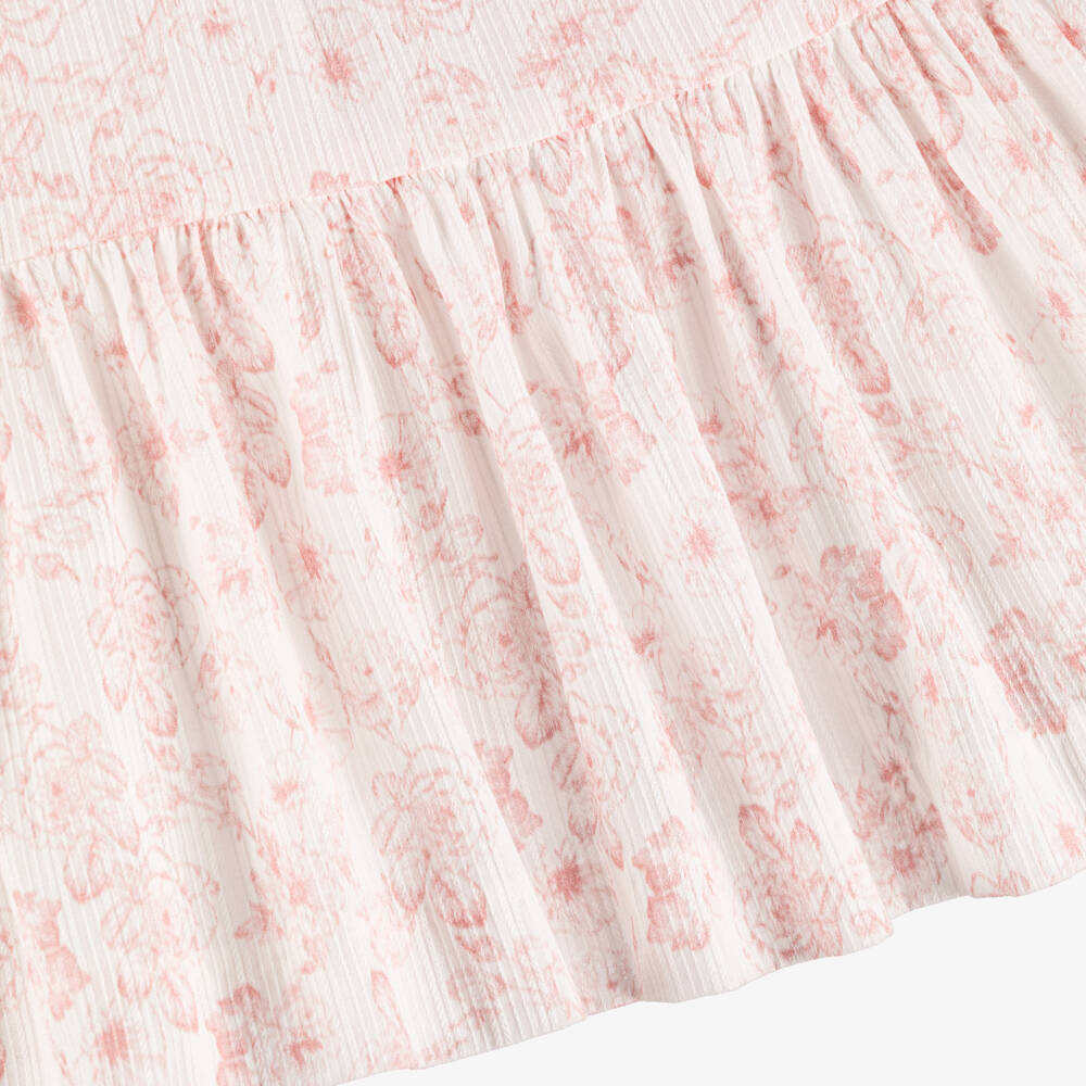 Artesanía Granlei-Girls Pink Knitted & Floral Patterned Dress | Childrensalon Outlet