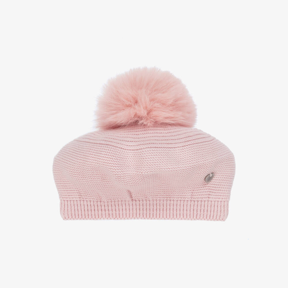 Artesanía Granlei-Мягкий розовый берет с помпоном для девочек | Childrensalon Outlet