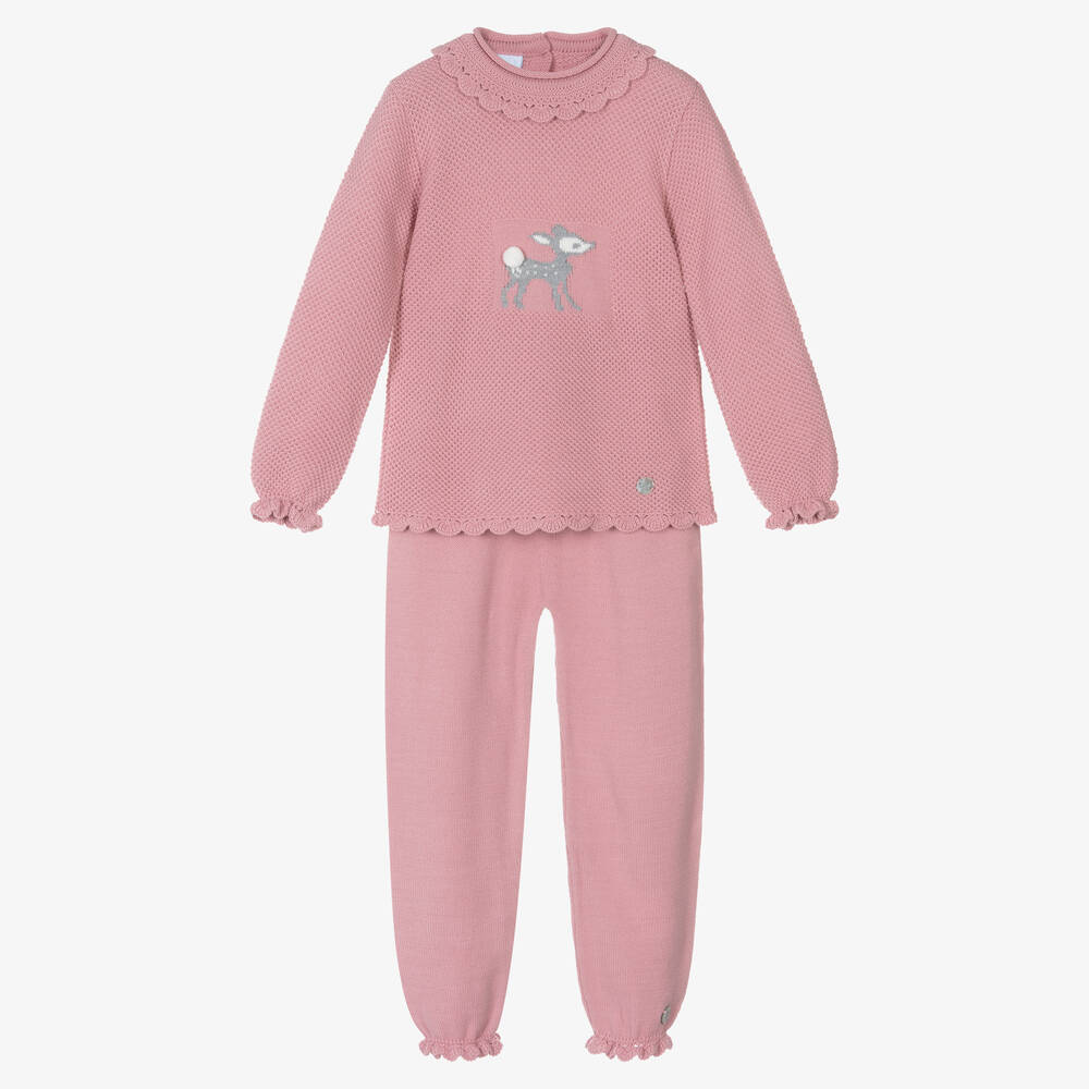 Artesanía Granlei - Ensemble pantalon rose en maille fille | Childrensalon