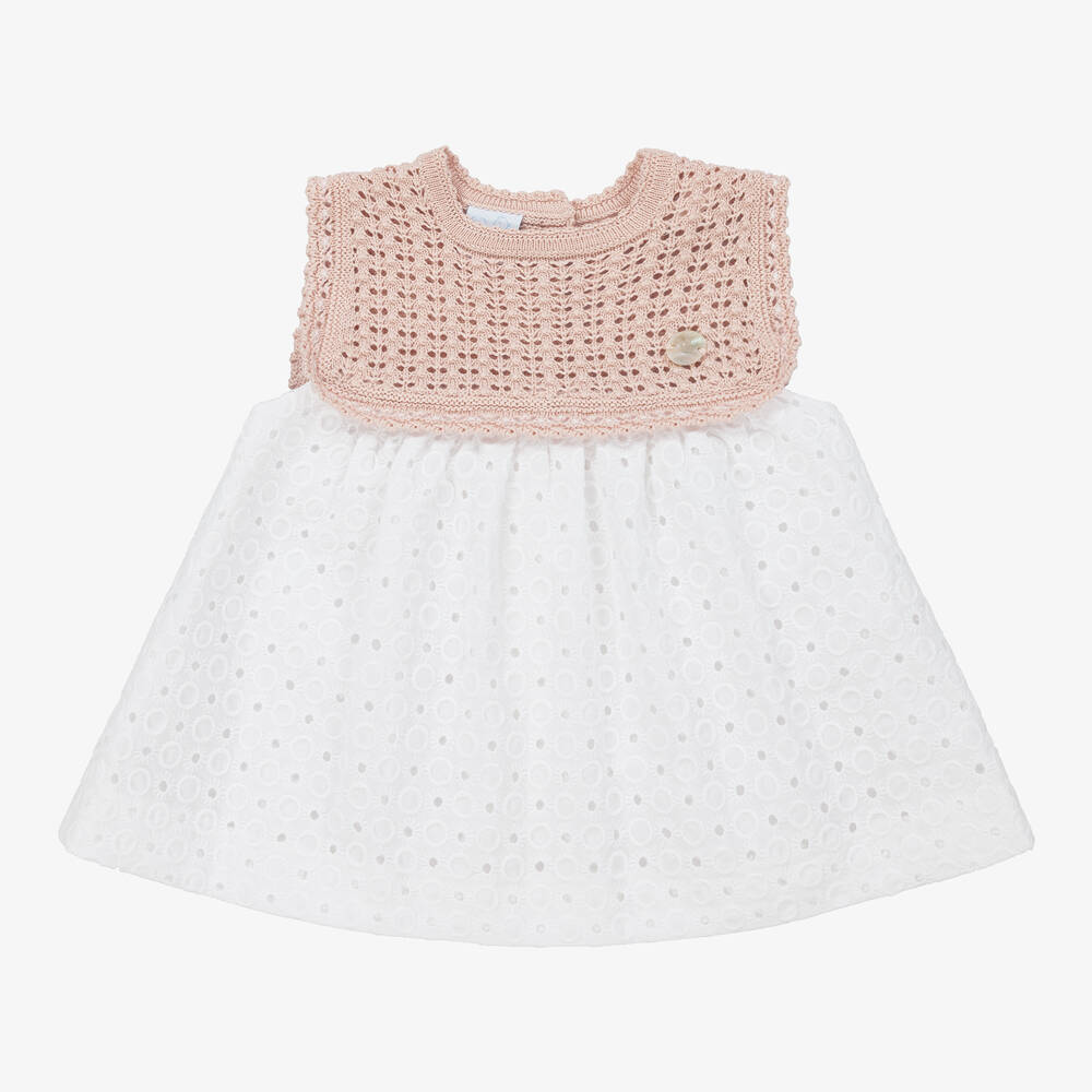 Artesanía Granlei - Girls Pink & White Knit Dress | Childrensalon