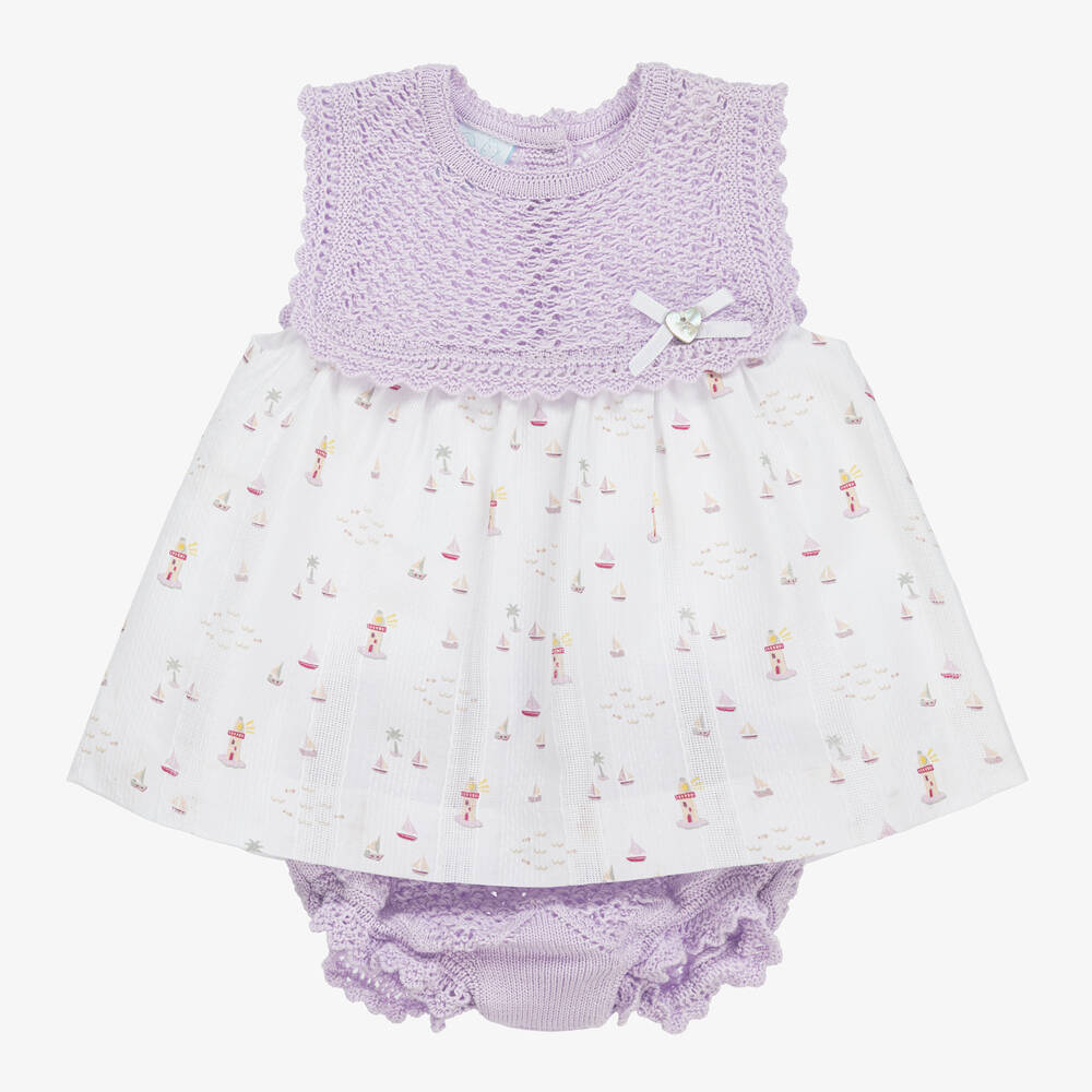 Artesanía Granlei-Girls Purple Knitted & Woven Dress | Childrensalon Outlet