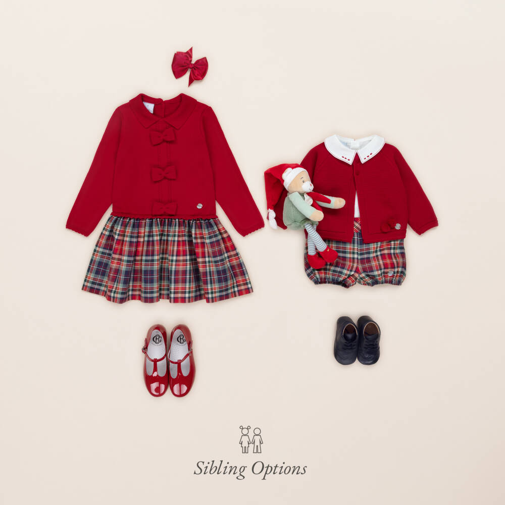 Artesanía Granlei-فستان تارتان أحمر محبوك للبنات | Childrensalon Outlet