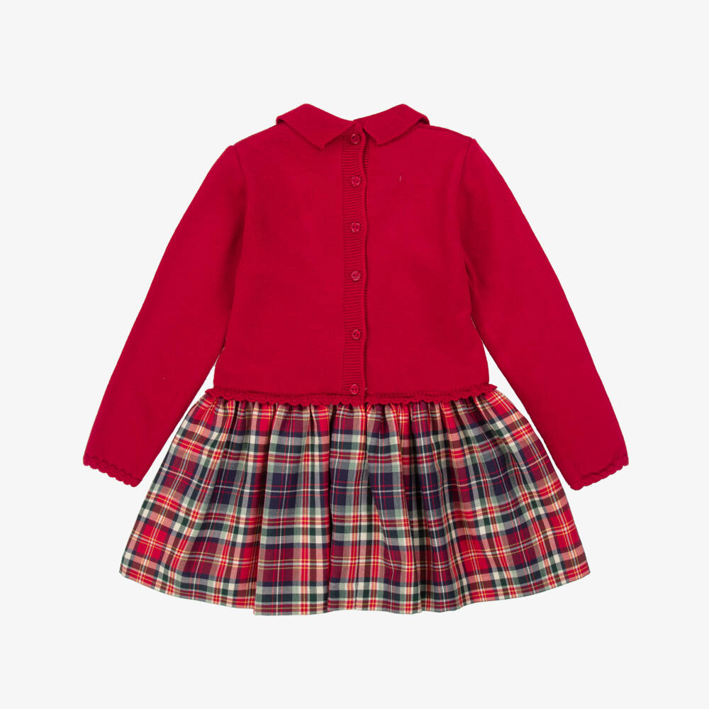 Artesanía Granlei-Girls Red Knit Tartan Dress | Childrensalon Outlet