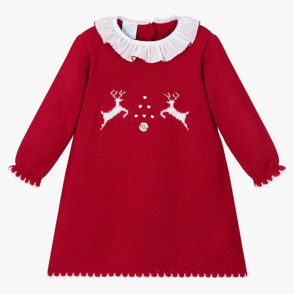 Artesanía Granlei - Robe rouge en maille fille  | Childrensalon
