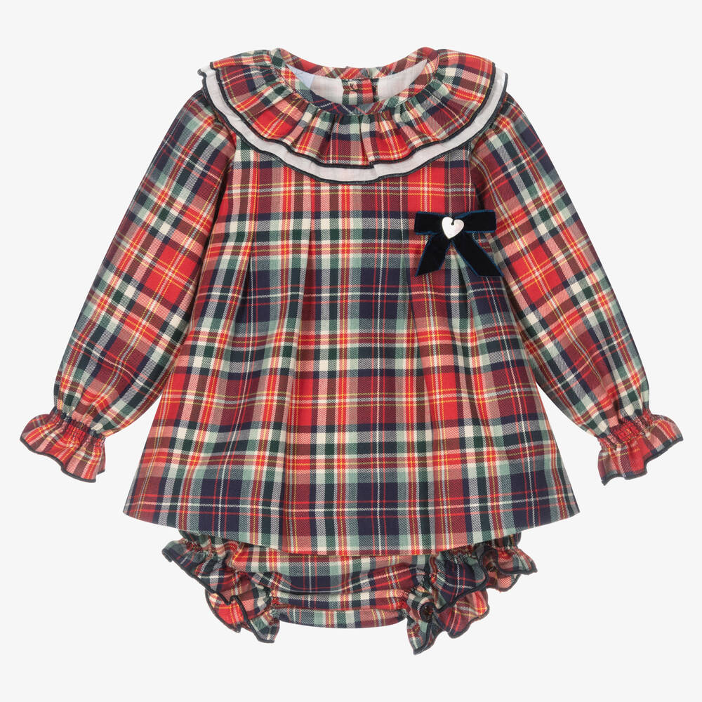 Artesanía Granlei - Rotes Kleid mit Schottenkaros (M) | Childrensalon