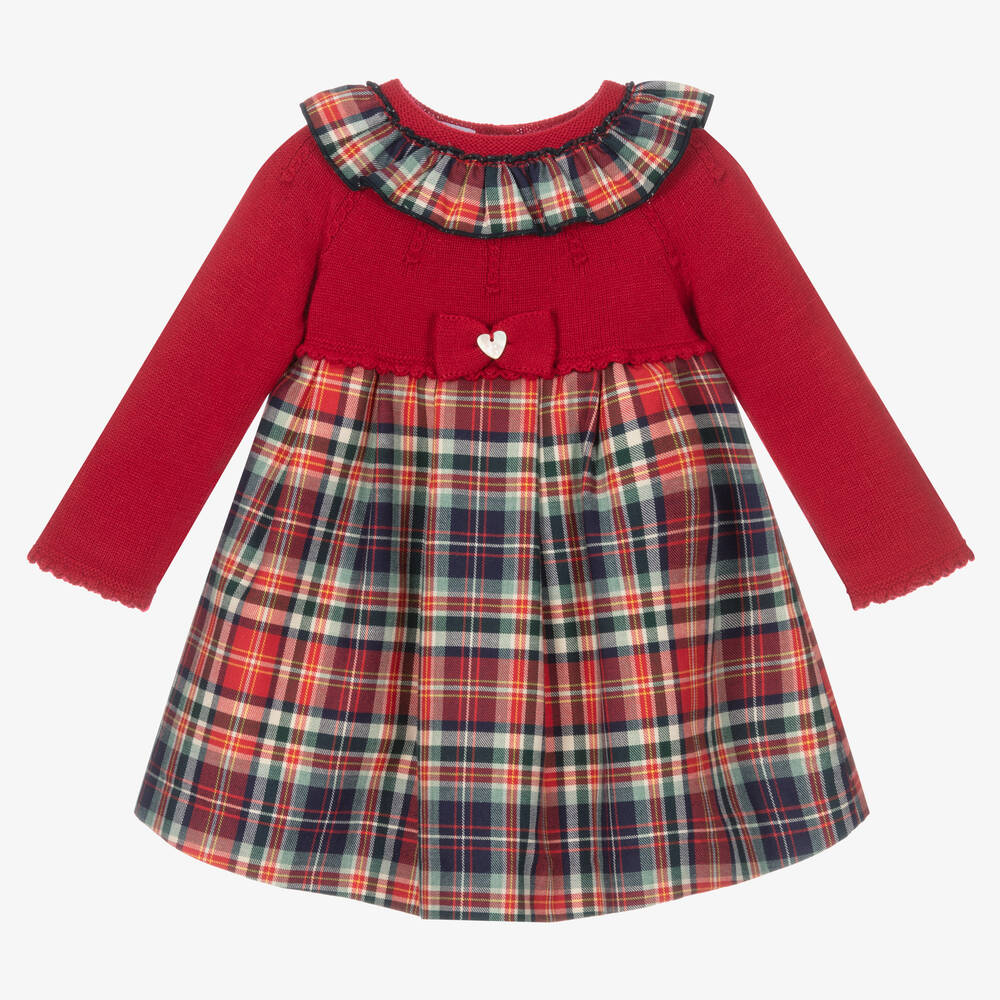 Artesanía Granlei - Rotes Kleid mit Schottenkaros (M) | Childrensalon