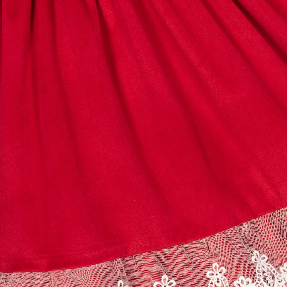 ارتيزانيا  غرانلي-فستان مخمل ودانتيل لون أحمر | Childrensalon Outlet