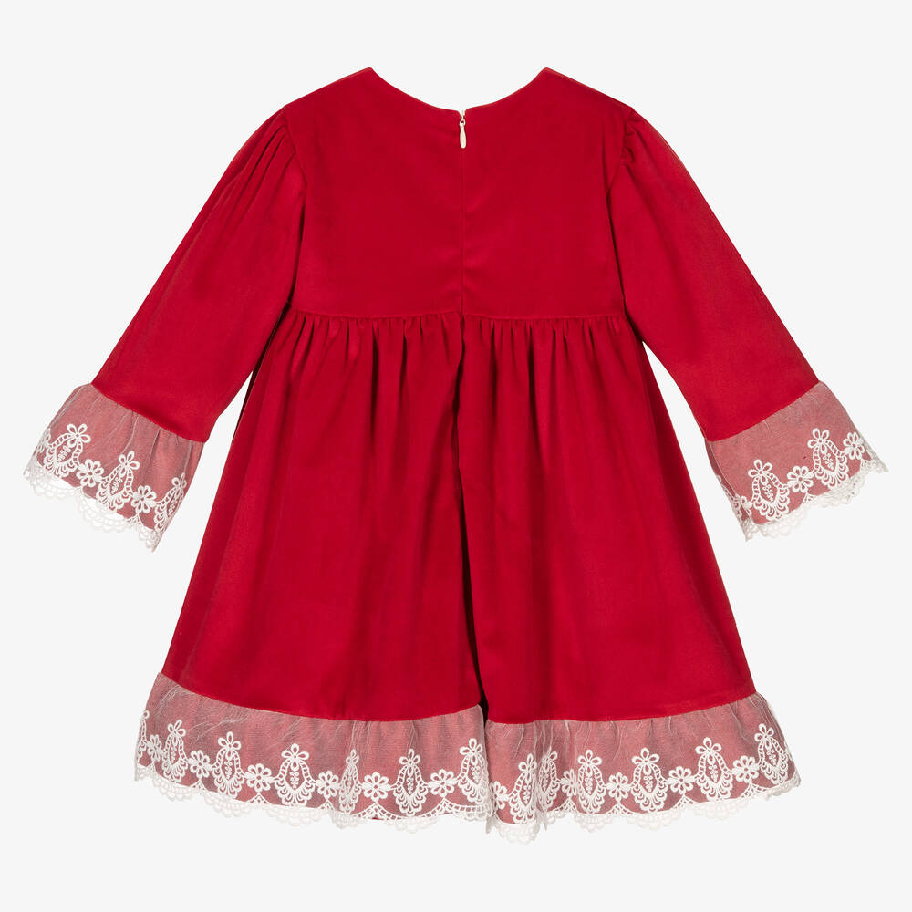 ارتيزانيا  غرانلي-فستان مخمل ودانتيل لون أحمر | Childrensalon Outlet