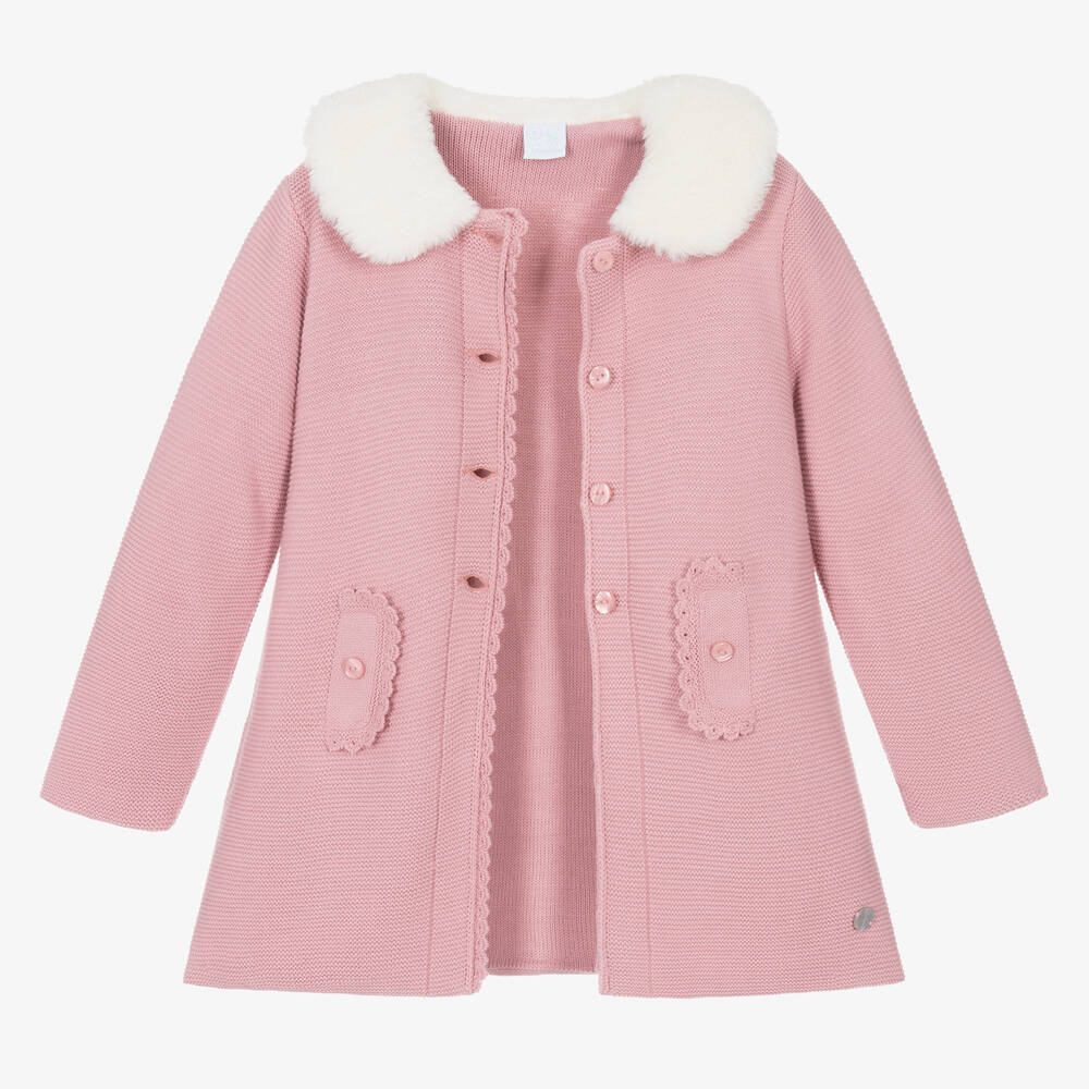 Artesania Granlei Girls Rose Pink Knitted Coat Childrensalon Outlet