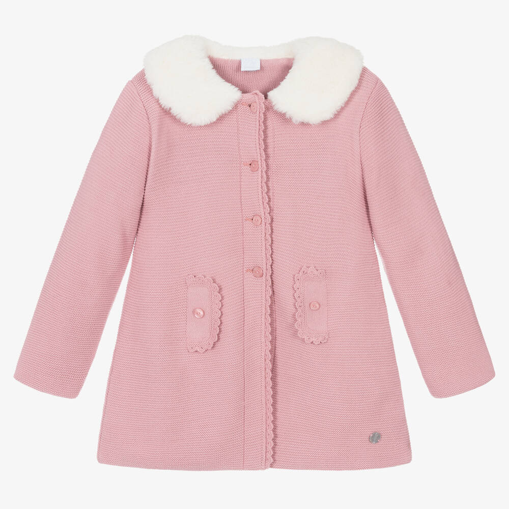 Artesanía Granlei - Girls Rose Pink Knitted Coat | Childrensalon