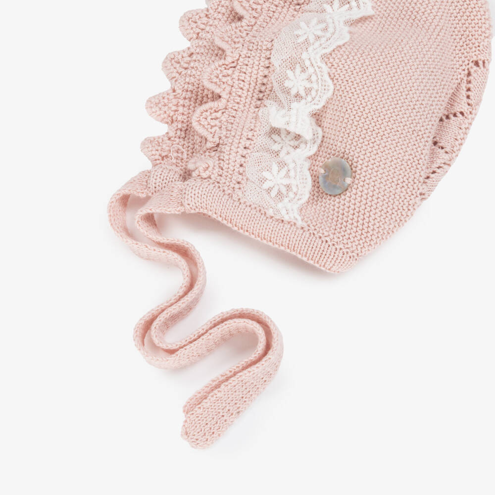 Artesanía Granlei-Girls' Rosy Lace Trimmed Bonnet | Childrensalon Outlet