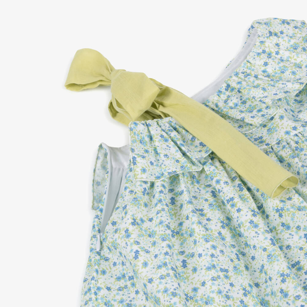 Artesanía Granlei-فستان قطني أزرق مزين بالكشكش للبنات | Childrensalon Outlet