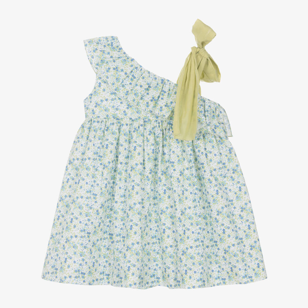 Artesanía Granlei-فستان قطني أزرق مزين بالكشكش للبنات | Childrensalon Outlet