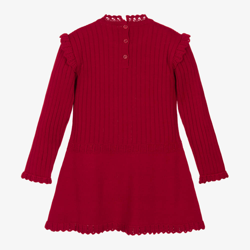 Artesanía Granlei-Girls Scarlet Knit Dress with Bow | Childrensalon Outlet