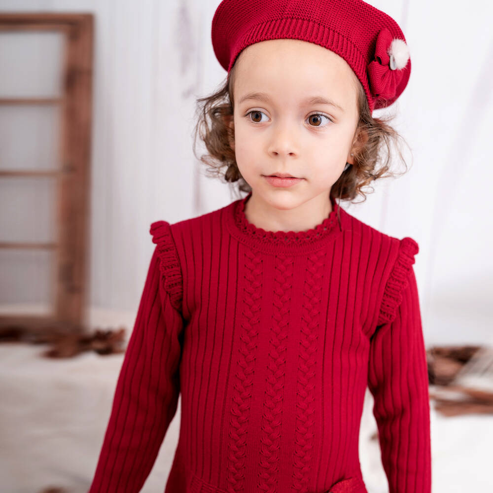 Artesanía Granlei-Girls Scarlet Knit Dress with Bow | Childrensalon Outlet