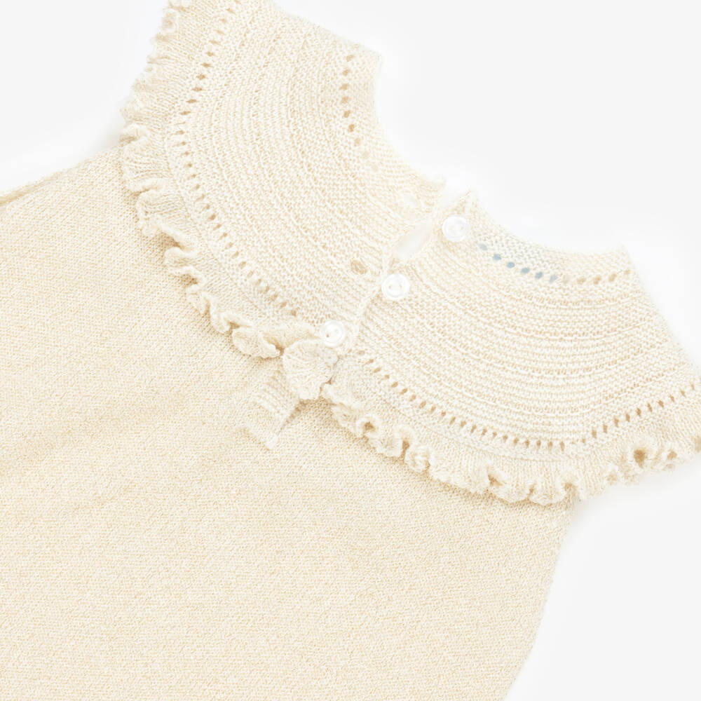 Artesanía Granlei-Girls Shimmering Gold Knit Dress | Childrensalon Outlet