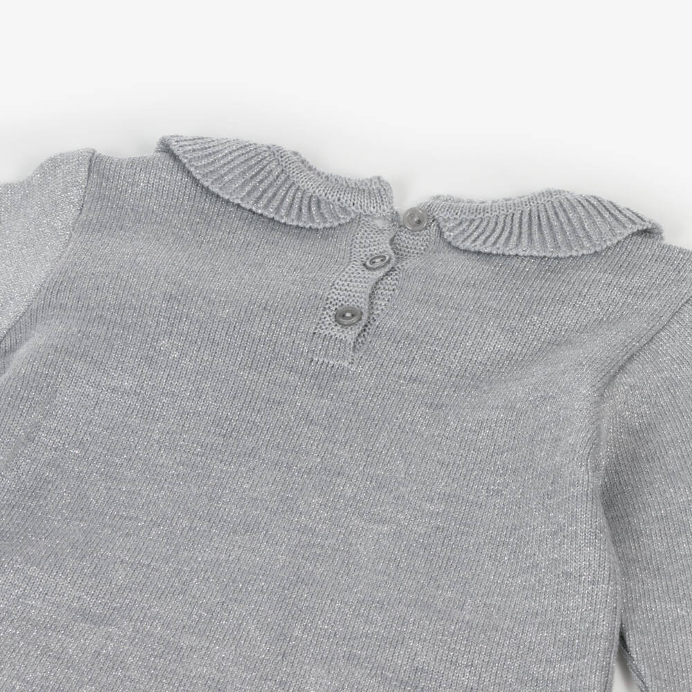 Artesanía Granlei-Girls Shimmering Silver Knit Dress | Childrensalon Outlet
