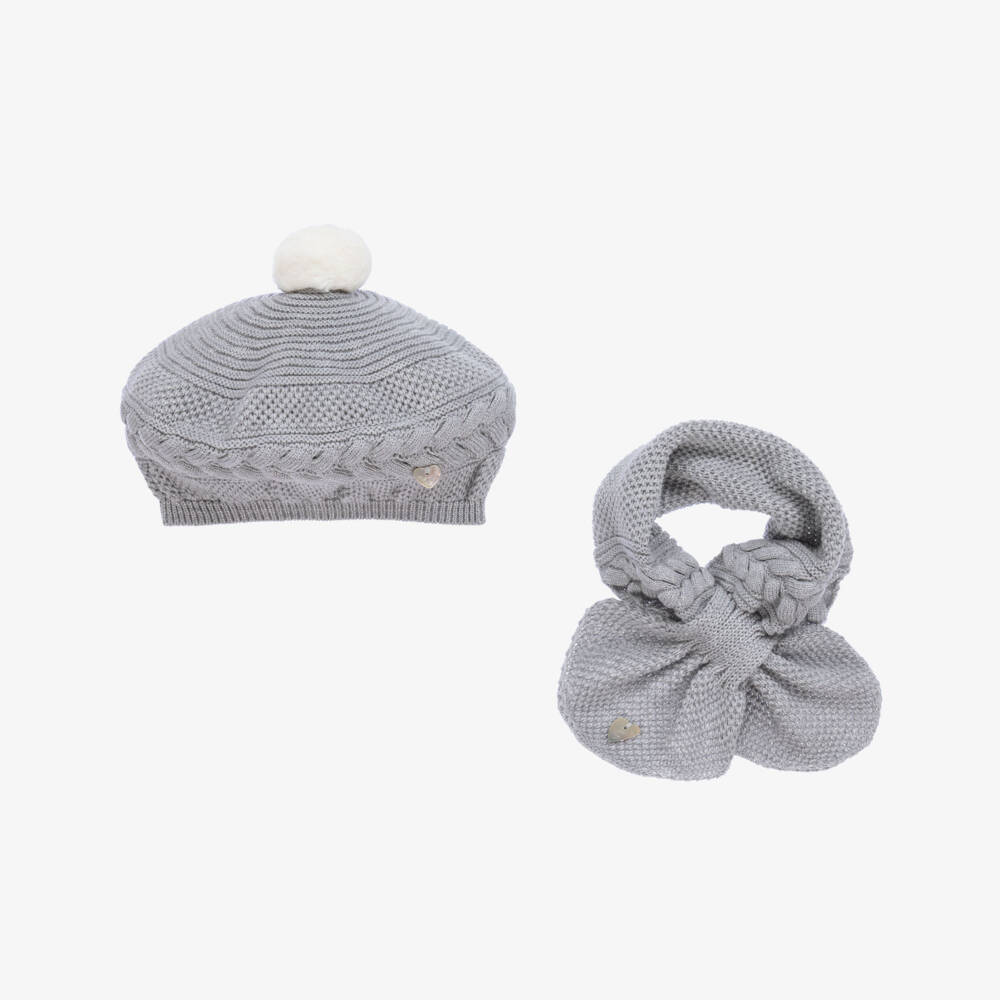 Artesanía Granlei-Серебристая вязаная шапка и шарф с блестками | Childrensalon Outlet