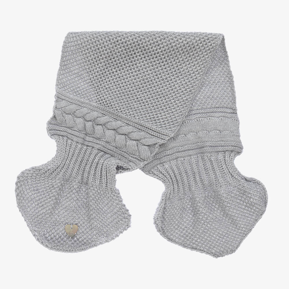 Artesanía Granlei-Girls Silver Sparkly Knit Hat & Scarf Set | Childrensalon Outlet