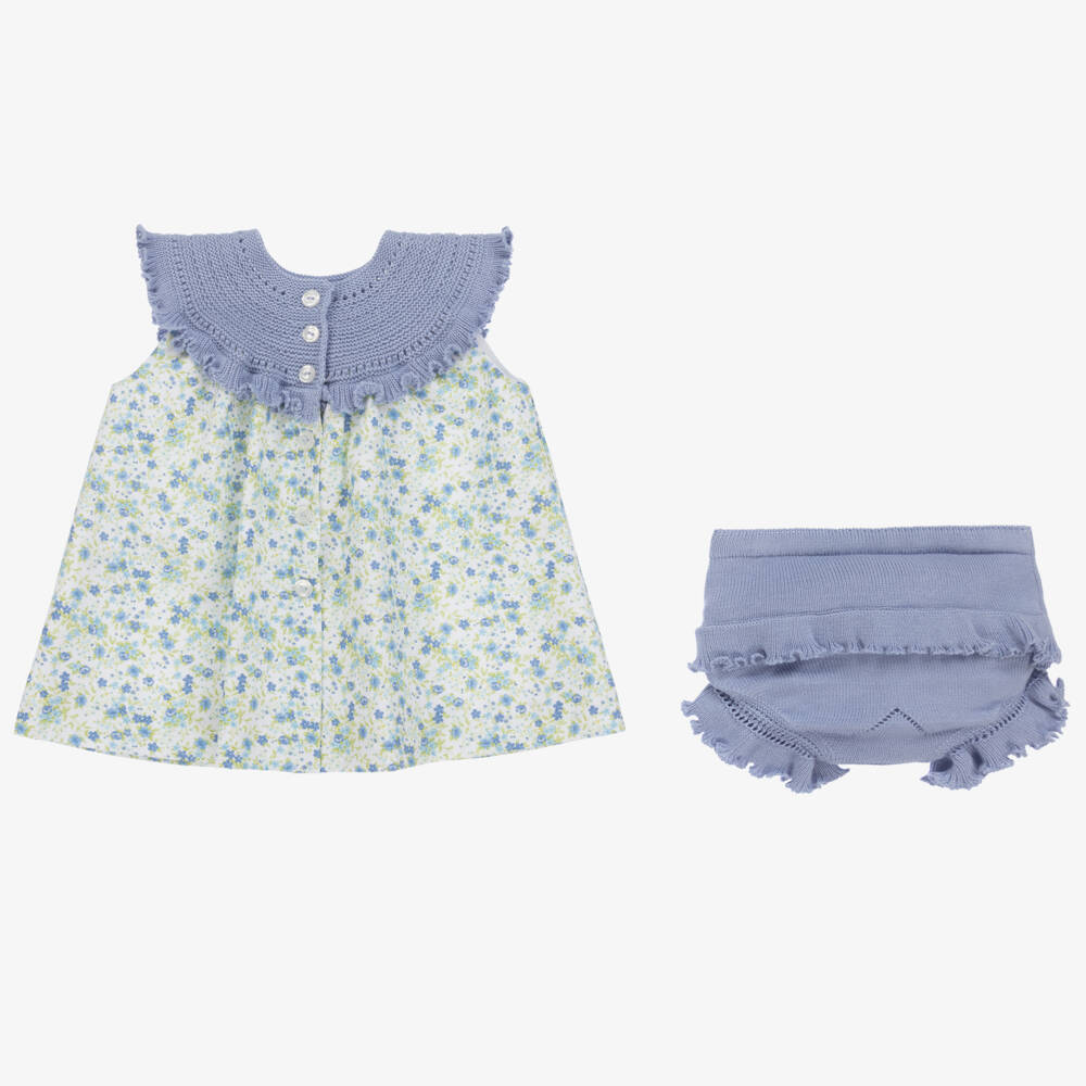 Artesanía Granlei-Платье с цветочным узором небесно-голубого цвета для девочек | Childrensalon Outlet