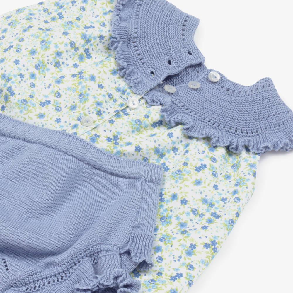 Artesanía Granlei-Платье с цветочным узором небесно-голубого цвета для девочек | Childrensalon Outlet