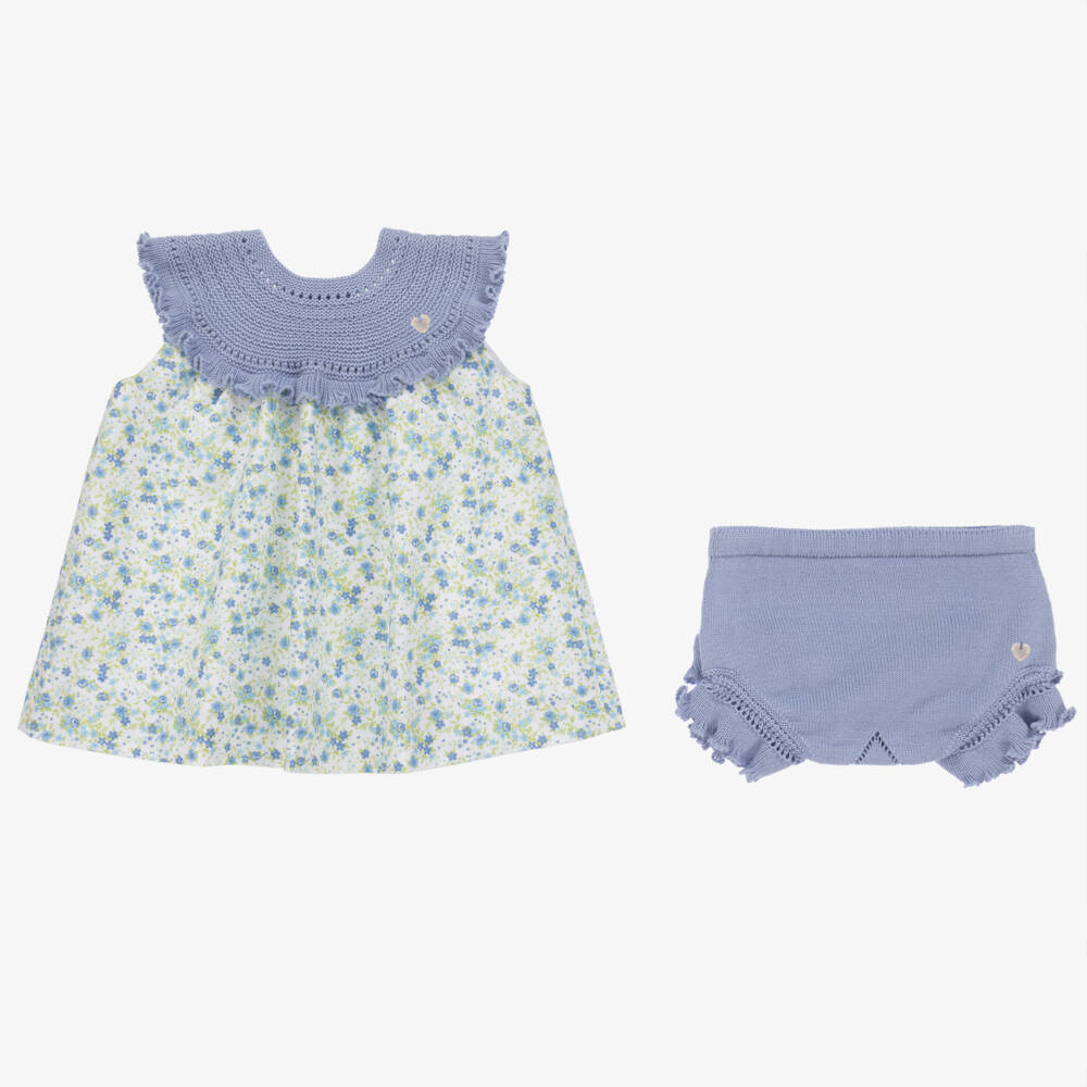 Artesanía Granlei-Платье с цветочным узором небесно-голубого цвета для девочек | Childrensalon Outlet