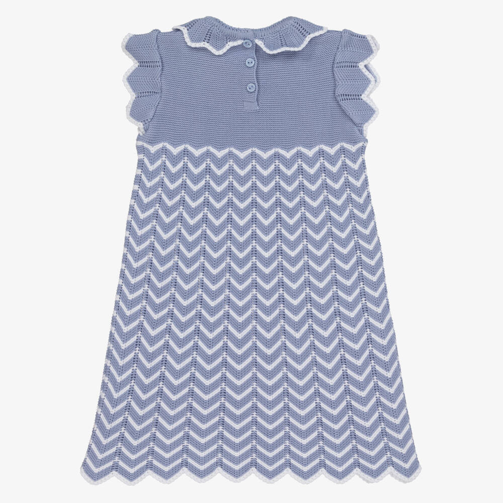 Artesanía Granlei-Мягкое голубое платье с зигзагами для девочек | Childrensalon Outlet