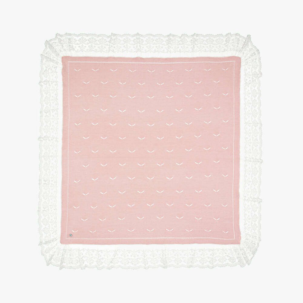 Artesanía Granlei-Girls Soft Blush Lace-Edged Shawl | Childrensalon Outlet