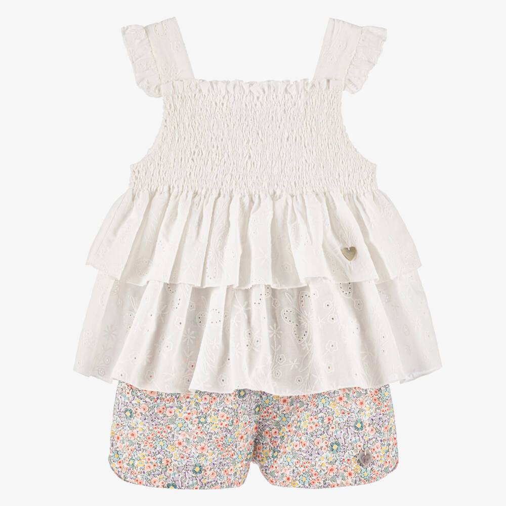 Artesanía Granlei-Нежный кремовый комплект с цветочным узором для девочек | Childrensalon Outlet