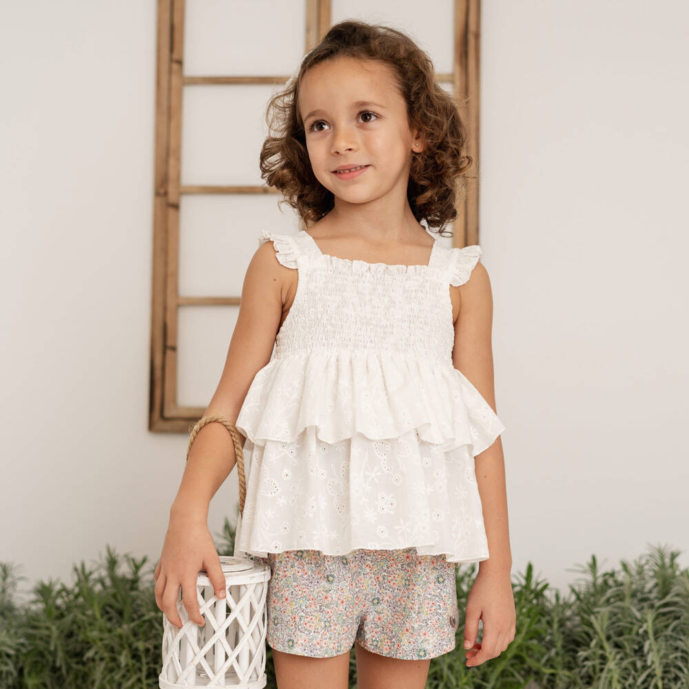 Artesanía Granlei-Girls Soft Ivory & Floral Ensemble | Childrensalon Outlet
