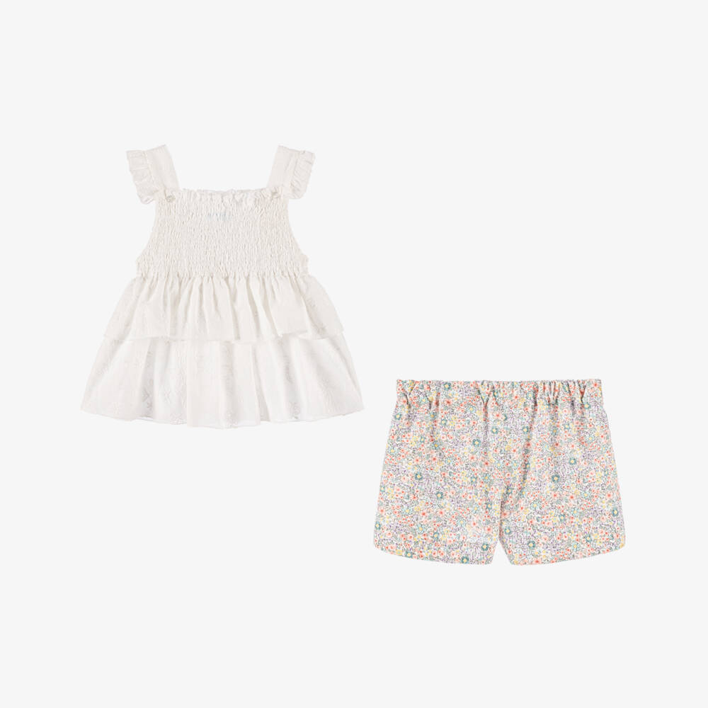 Artesanía Granlei-Girls Soft Ivory & Floral Ensemble | Childrensalon Outlet